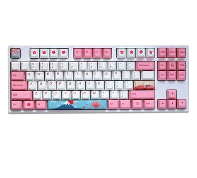 139 Key Pink and White Cherry Blossom Keycaps Vyral