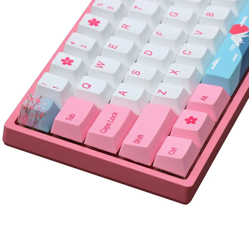 139 Key Pink and White Cherry Blossom Keycaps Vyral