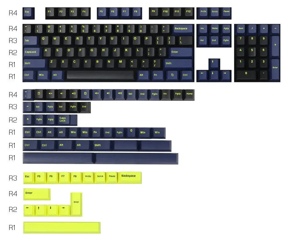 166 Key Dark Blue and Neon Green Keycap Set Vyral