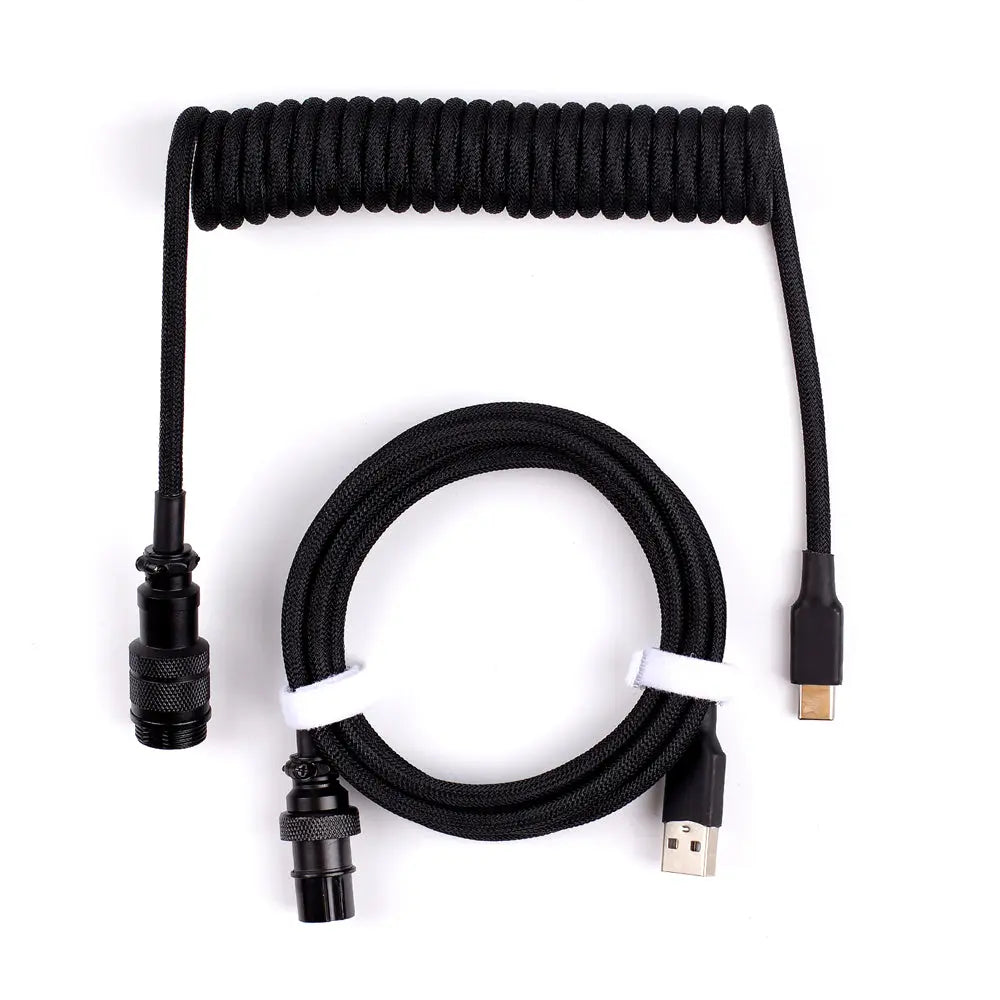 Black Custom Coiled Type C USB Cable for Keyboard Vyral