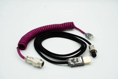 Black and Pink Custom Coiled Type C USB Cable for Keyboard Vyral