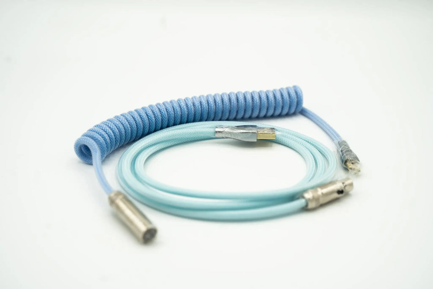 Blue and Cyan Custom Coiled Type C USB Cable for Keyboard Vyral