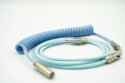 Blue and Cyan Custom Coiled Type C USB Cable for Keyboard Vyral
