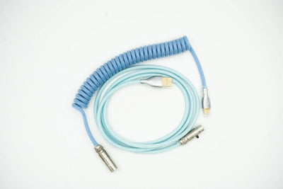 Blue and Cyan Custom Coiled Type C USB Cable for Keyboard Vyral