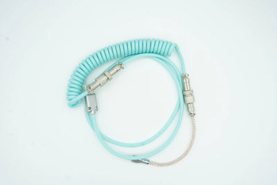 Cyan Light up Custom Coiled Type C USB Cable for Keyboard Vyral