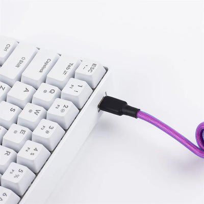 Dark Red Custom Coiled Type C USB Cable for Keyboard Vyral