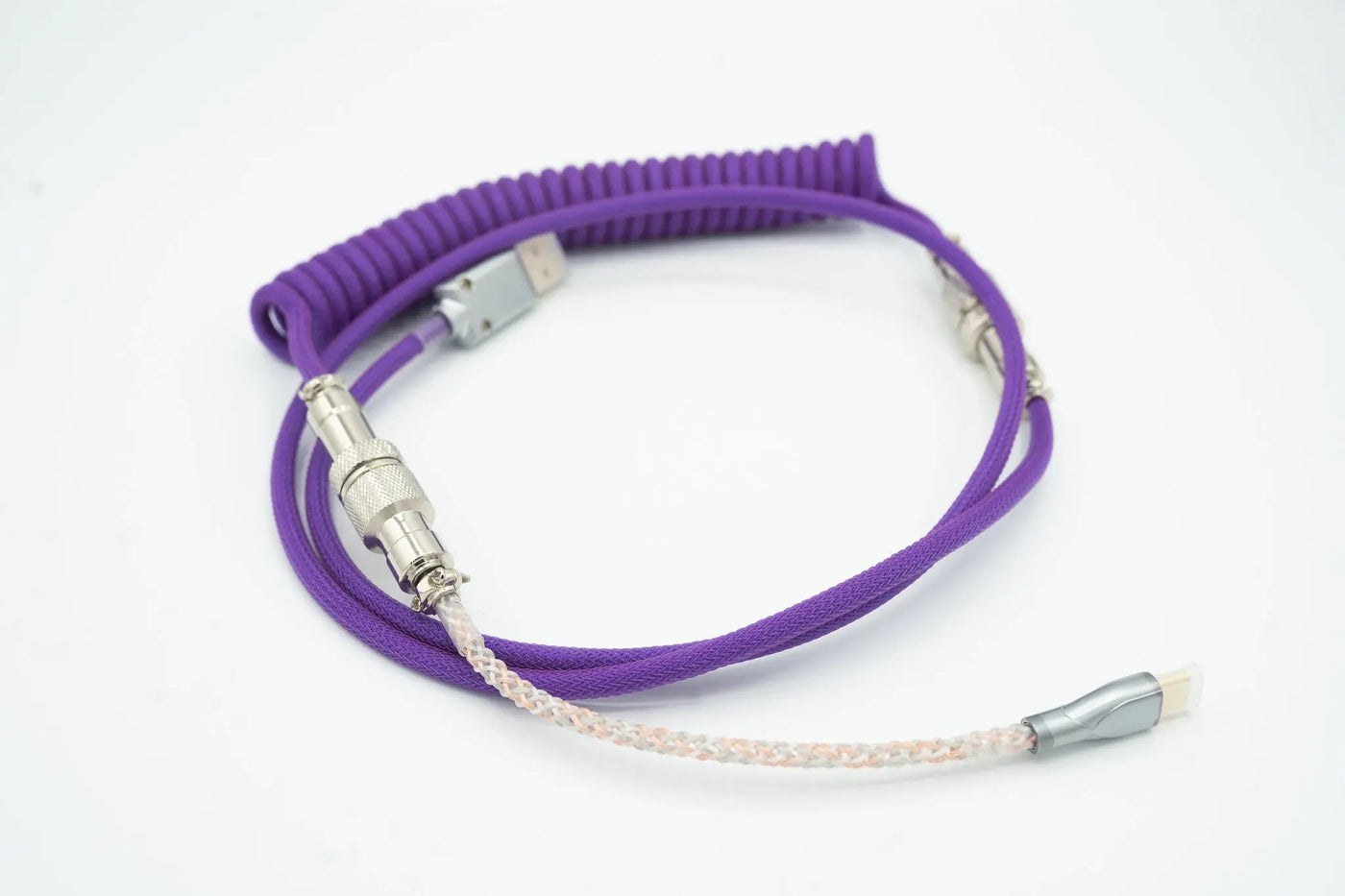 Purple Light up Custom Coiled Type C USB Cable for Keyboard Vyral