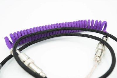 Purple and Black Light up Custom Coiled Type C USB Cable for Keyboard Vyral