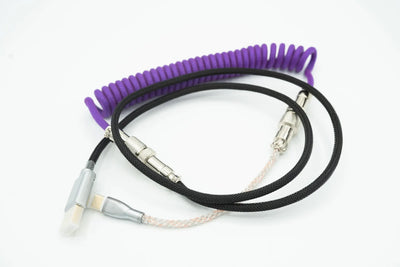 Purple and Black Light up Custom Coiled Type C USB Cable for Keyboard Vyral