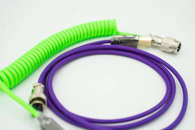 Purple and Green Custom Coiled Type C USB Cable for Keyboard Vyral