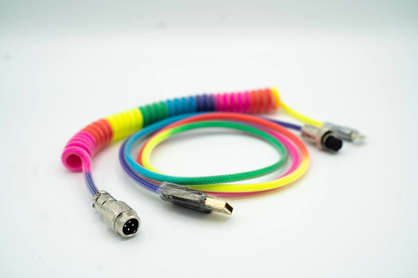 Rainbow Custom Coiled Type C USB Cable for Keyboard Vyral