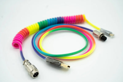 Rainbow Custom Coiled Type C USB Cable for Keyboard Vyral
