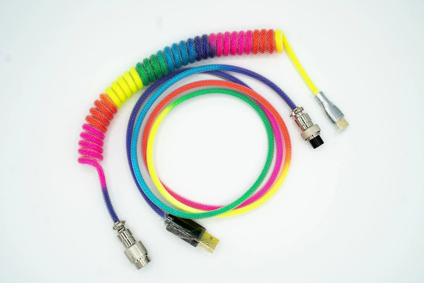 Rainbow Custom Coiled Type C USB Cable for Keyboard Vyral