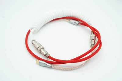 Red and White Light up Custom Coiled Type C USB Cable for Keyboard Vyral