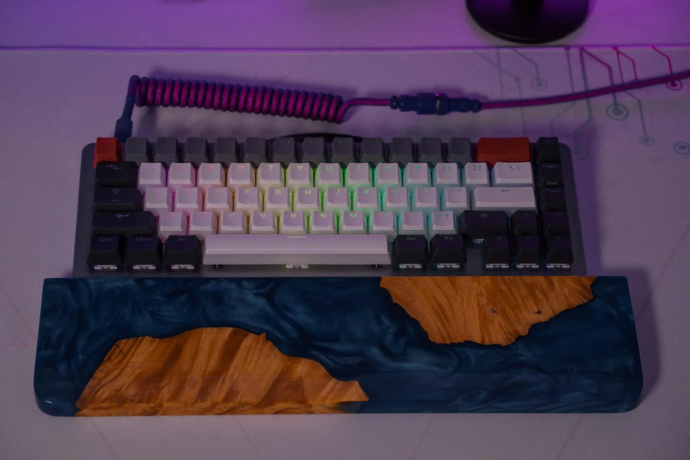 Resin Wood Keyboard Wrist Rest - Blue Vyral