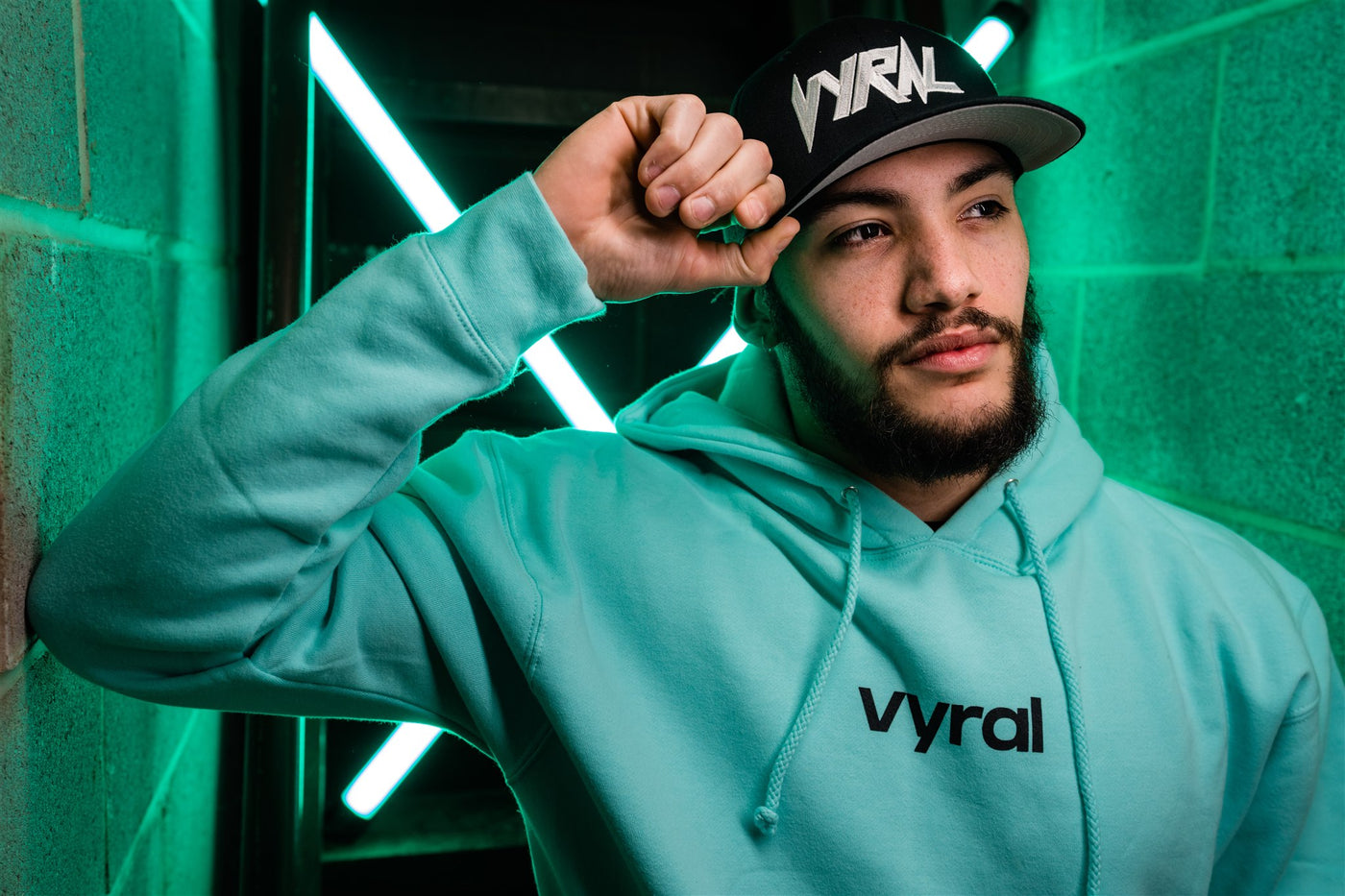 Pastel Blue Retro Vyral Hoodie Vyral