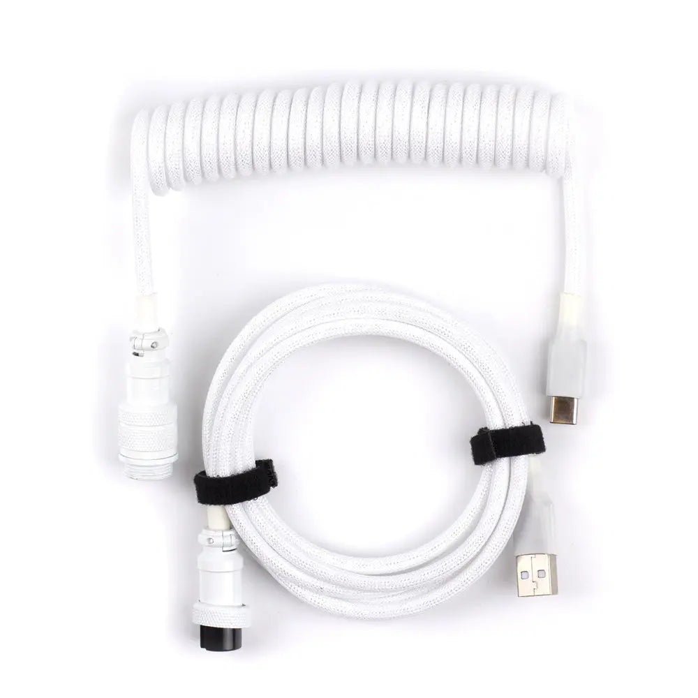 White Custom Coiled Type C USB Cable for Keyboard Vyral