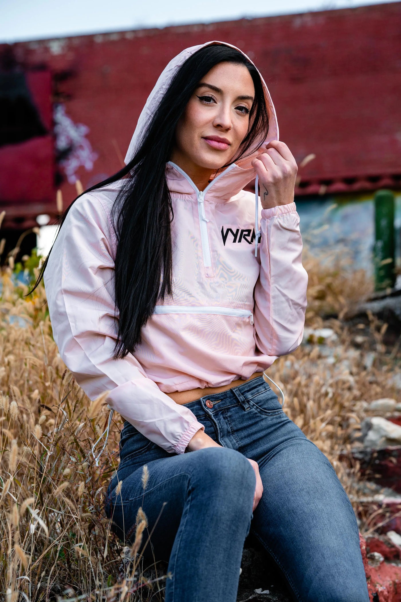 Women's Cropped Windbreaker - Salmon Pink Vyral