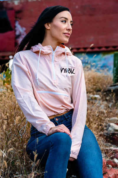 Women's Cropped Windbreaker - Salmon Pink Vyral